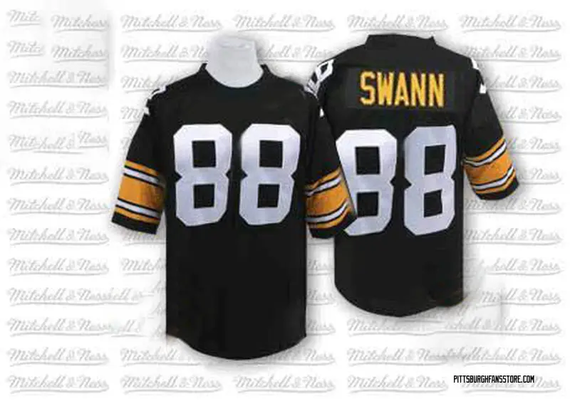 Men's Black Authentic Lynn Swann Pittsburgh Mitchell And Ness Team Color Throwback Jersey