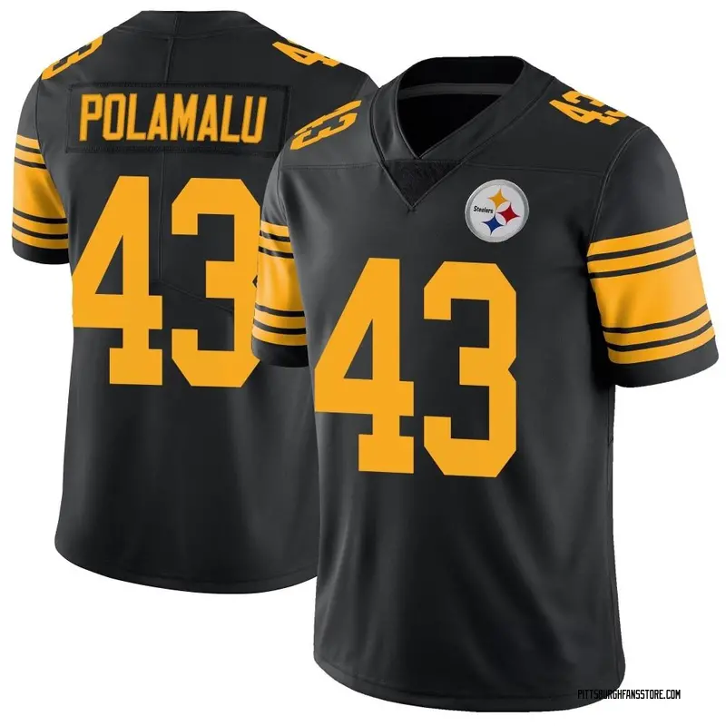 Men's Black Limited Troy Polamalu Pittsburgh Color Rush Jersey