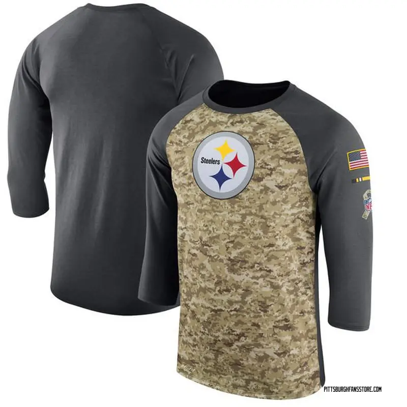 Men's Camo/Anthracite Legend Pittsburgh Steelers Salute to Service 2017 Sideline Performance Three-Quarter Sleeve T-Shirt