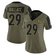 Women's Olive Limited Levi Wallace Pittsburgh 2021 Salute To Service Jersey